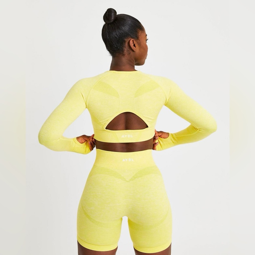 AYBL motion seamless shorts size medium yellow with shaping detail